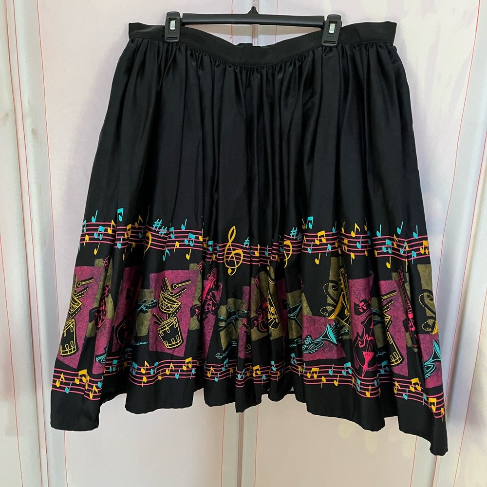 Pinup Couture Black Skirt with Musical Print